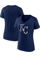 Kansas City Royals Womens Navy Blue Stars and Stripes Short Sleeve T-Shirt