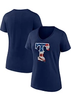 Texas Rangers Womens Navy Blue Stars and Stripes Short Sleeve T-Shirt