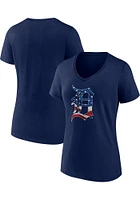 Detroit Tigers Womens Navy Blue Stars and Stripes Short Sleeve T-Shirt