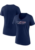 Sporting Kansas City Womens Navy Blue Stars and Stripes Short Sleeve T-Shirt