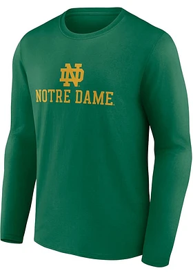 Notre Dame Fighting Irish Green Name Drop Design Long Sleeve T Shirt