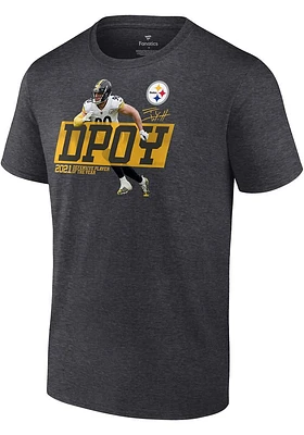 TJ Watt Pittsburgh Steelers Charcoal DEFENSIVE Player OF THE YEAR Short Sleeve T Shirt