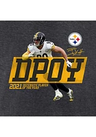 TJ Watt Pittsburgh Steelers Charcoal DEFENSIVE Player OF THE YEAR Short Sleeve T Shirt