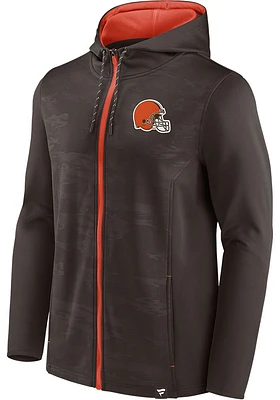 Cleveland Browns Mens Brown DEFENDER POLY FLEECE Long Sleeve Zip