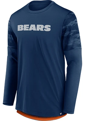 Chicago Bears Navy Blue DEFENDER JAQUARD Long Sleeve T-Shirt