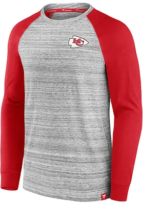 Kansas City Chiefs Grey ICONIC STREAKY RAGLAN Long Sleeve Fashion T Shirt