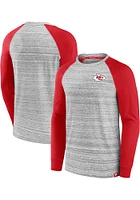 Kansas City Chiefs Grey ICONIC STREAKY RAGLAN Long Sleeve Fashion T Shirt