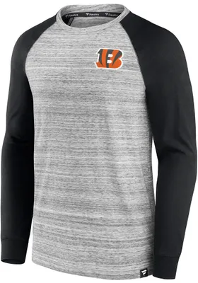 Cincinnati Bengals Grey ICONIC STREAKY RAGLAN Long Sleeve Fashion T Shirt