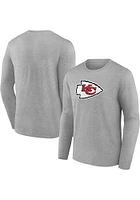 Kansas City Chiefs Grey PRIMARY LOGO Long Sleeve T Shirt