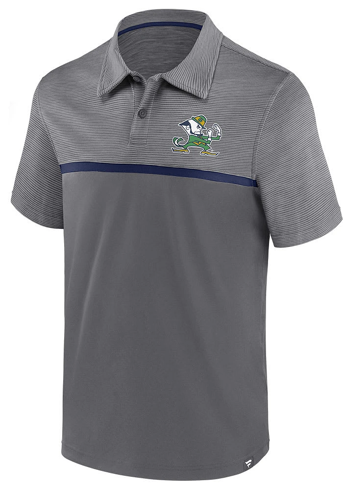 Notre Dame Fighting Irish Mens Grey Streaky Short Sleeve Polo