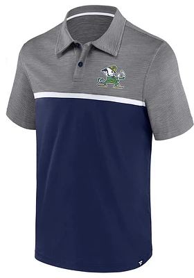 Notre Dame Fighting Irish Mens Navy Blue Streaky Short Sleeve Polo