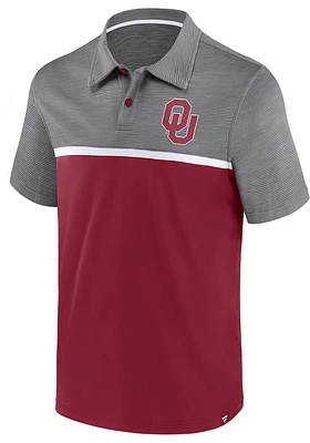 Oklahoma Sooners Mens Crimson Streaky Short Sleeve Polo