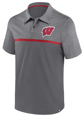 Wisconsin Badgers Mens Red Streaky Short Sleeve Polo
