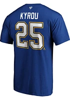 Jordan Kyrou St Louis Blues Blue Authentic Stack Short Sleeve Player T Shirt