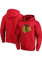 Chicago Blackhawks Mens Red Team Logo Long Sleeve Hoodie