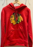 Chicago Blackhawks Mens Red Team Logo Long Sleeve Hoodie