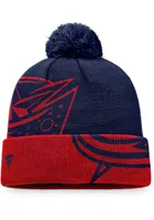 Columbus Blue Jackets Navy Blue Block Party Cuff Pom Mens Knit Hat