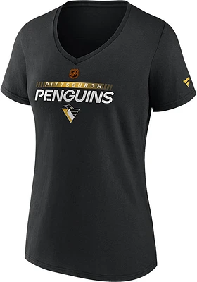 Pittsburgh Penguins Womens Black Authentic Pro Short Sleeve T-Shirt