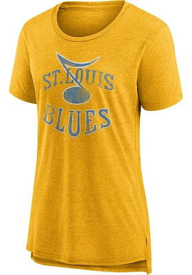 St Louis Blues Womens Yellow Authentic Pro Design Short Sleeve T-Shirt