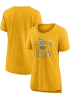 St Louis Blues Womens Yellow Authentic Pro Design Short Sleeve T-Shirt