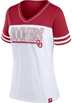 Oklahoma Sooners Womens White Iconic Colorblock Short Sleeve T-Shirt