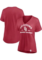 Oklahoma Sooners Womens Cardinal Flowy Cotton Slub Short Sleeve T-Shirt