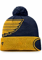St Louis Blues Navy Blue Block Party Cuff Pom Mens Knit Hat
