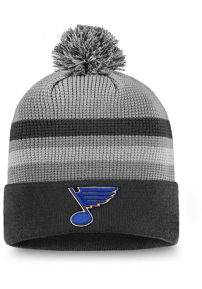 St Louis Blues Grey Authentic Pro Second Season Cuffed Pom Mens Knit Hat