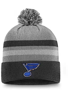 St Louis Blues Grey Authentic Pro Second Season Cuffed Pom Mens Knit Hat