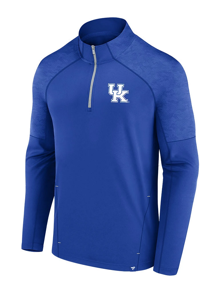 Kentucky Wildcats Mens Blue Defender Embossed Long Sleeve Qtr Zip Pullover