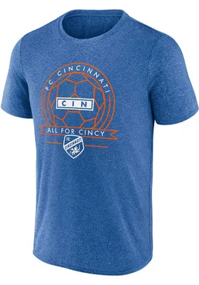 FC Cincinnati Blue BALL AND BANNER Short Sleeve T Shirt