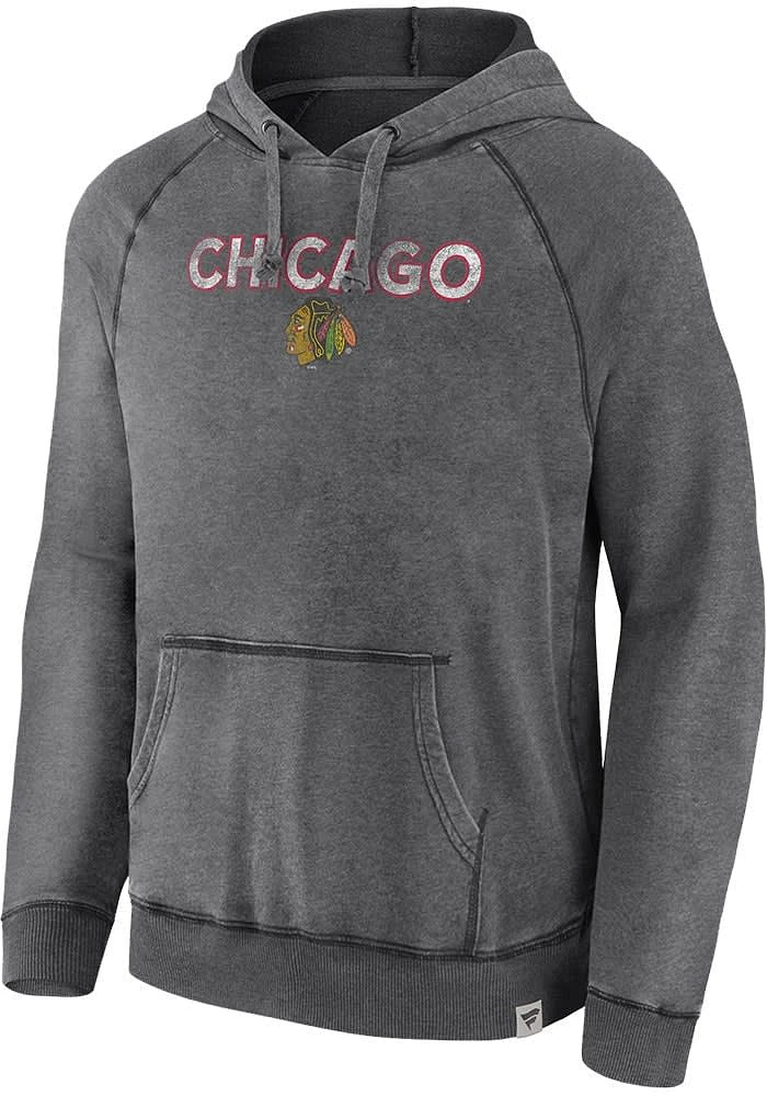 Chicago Blackhawks Mens Black Fanwear Confidential Long Sleeve Hoodie