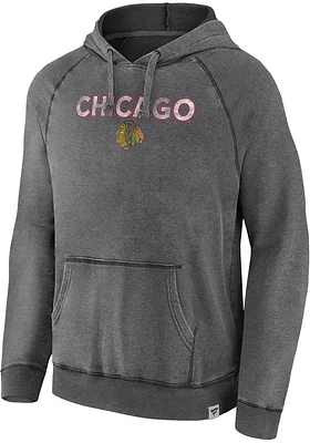 Chicago Blackhawks Mens Black Fanwear Confidential Long Sleeve Hoodie