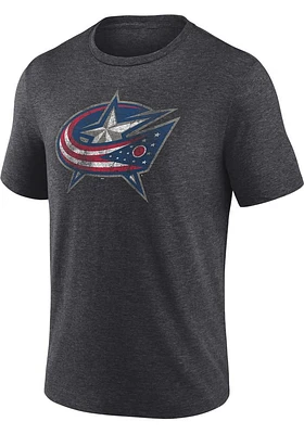 Columbus Blue Jackets Grey Fanwear Confidential Short Sleeve Fashion T Shirt