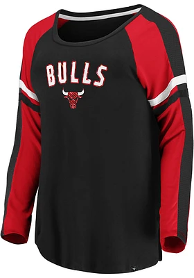 Chicago Bulls Womens Black Scoop LS Tee
