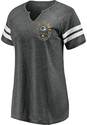 Green Bay Packers Womens Charcoal Raglan Short Sleeve T-Shirt