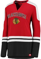 Chicago Blackhawks Womens Red Notch LS Tee