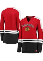 Chicago Blackhawks Womens Red Notch LS Tee