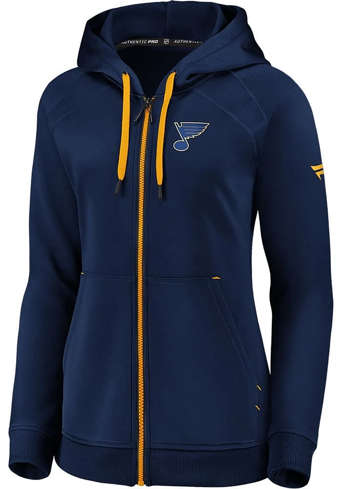 St Louis Blues Womens Navy Blue Zip Long Sleeve Full Jacket
