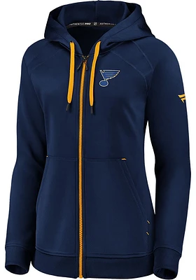 St Louis Blues Womens Navy Blue Zip Long Sleeve Full Jacket
