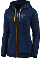 St Louis Blues Womens Navy Blue Zip Long Sleeve Full Jacket