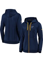 St Louis Blues Womens Navy Blue Zip Long Sleeve Full Jacket