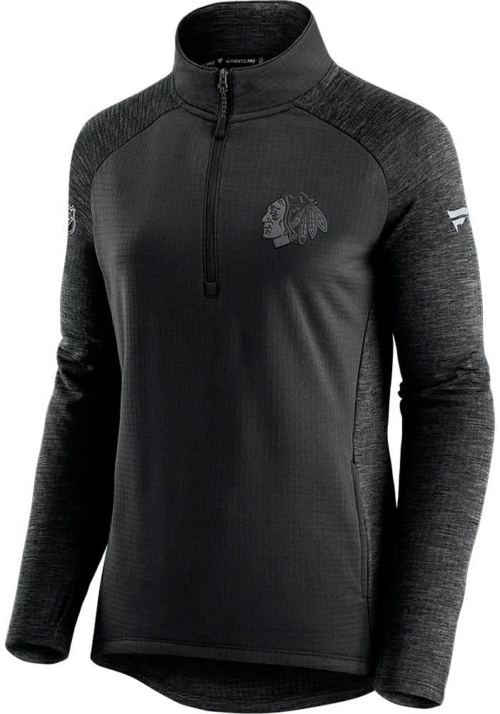 Chicago Blackhawks Womens Black Mock Qtr Zip