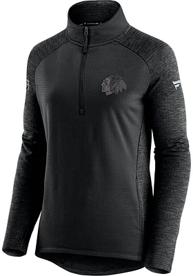 Chicago Blackhawks Womens Black Mock Qtr Zip