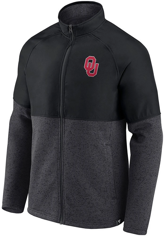 Oklahoma Sooners Mens Charcoal Durable Color Block Medium Weight Jacket