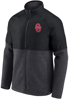 Oklahoma Sooners Mens Charcoal Durable Color Block Medium Weight Jacket