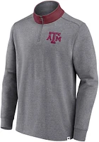 Texas A&M Aggies Mens Grey True Classics Cotton Fleece Long Sleeve Qtr Zip Pullover