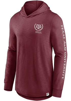 Texas A&M Aggies Mens Maroon Photo Finish Lightweight Slub Long Sleeve Hoodie