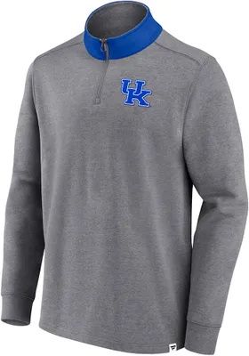 Kentucky Wildcats Mens Grey True Classics Cotton Fleece Long Sleeve Qtr Zip Pullover