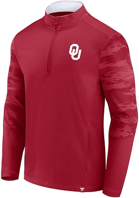 Oklahoma Sooners Mens Crimson Ringer LC Camo Long Sleeve Qtr Zip Pullover